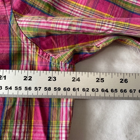 Lands' End Men's Pink Plaid Long‎ Sleeve Button-Up Shirt Large Western Preppy - Picture 9 of 12